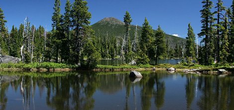 Looking across Cigar Lake toward Olallie Butte