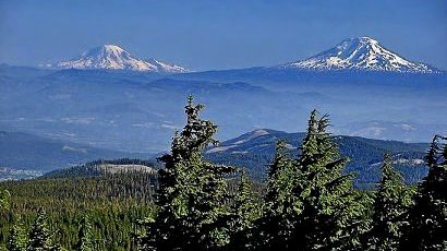 Mt. Rainier and Mt. Adams from the summit of Lookout Mountain